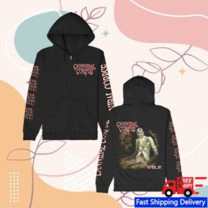 Cannibal Corpse Store Merch Vile Cover Zip Up Hoodie (Black)