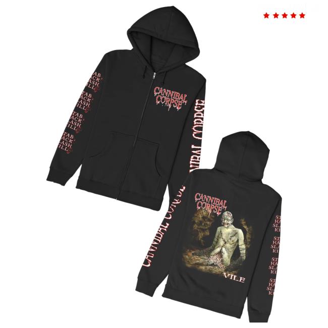 Cannibal Corpse Store Merch Vile Cover Zip Up Hoodie (Black) 3 Cannibal Corpse Store Merch Vile Cover Zip Up Hoodie (Black)