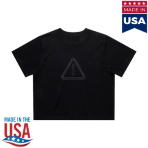 James Marriott Store Merch Warning Sign Reflective Black Crop Top