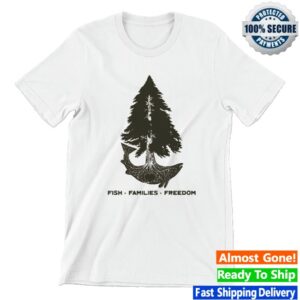 Mary Peltola Merch Store Fish, Families, Freedom & Whales Unisex White Tee
