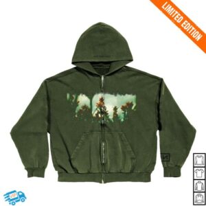 Nine Inch Nails Official Store Merch The Fragile Washed Green Zip-Up Hoodie