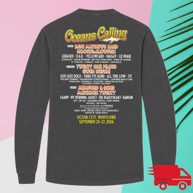 Oceans Calling Festival Merch Store Map Lineup Long Sleeve Tee 4 Oceans Calling Festival Merch Store Map Lineup Long Sleeve Tee