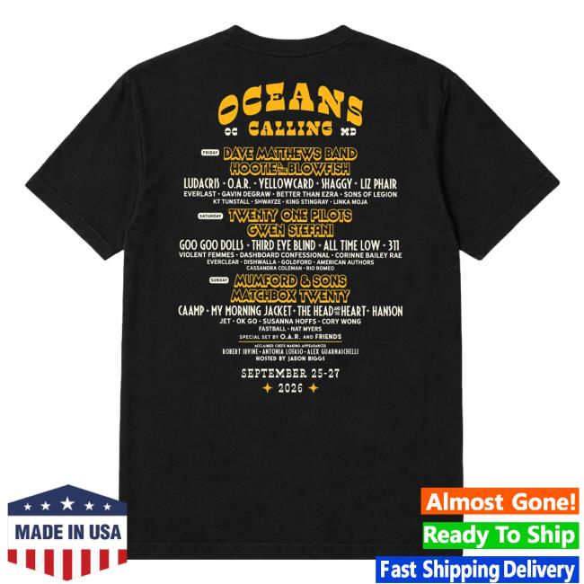 Oceans Calling Festival Store Merch Bottle Lineup Tee 4 Oceans Calling Festival Store Merch Bottle Lineup Tee