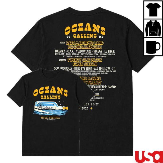 Oceans Calling Festival Store Merch Bottle Lineup Tee 5 Oceans Calling Festival Store Merch Bottle Lineup Tee
