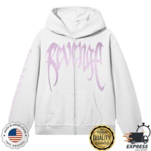 Revenge Store Merch Glitter Arch Logo Zip White Pink