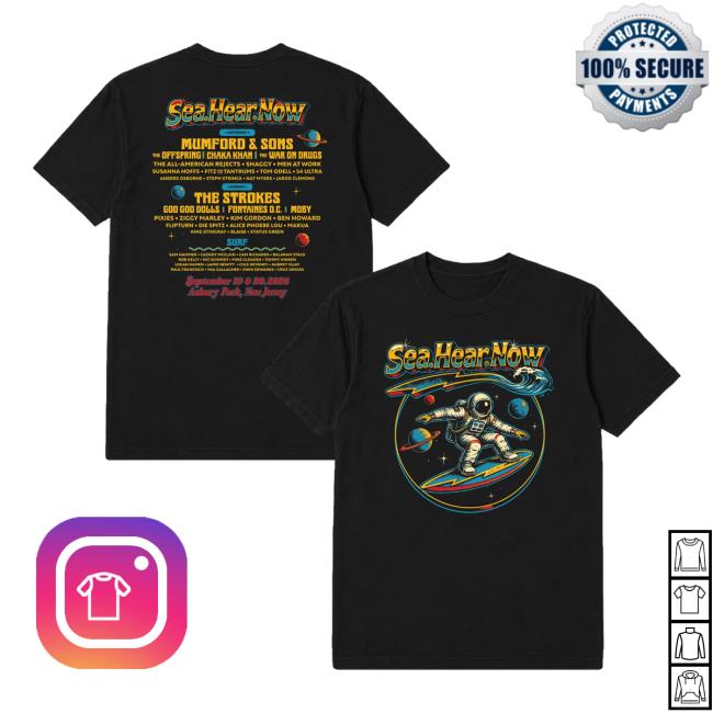 Sea Hear Now Festival Store Merch Astronaut Lineup Tee 5 Sea Hear Now Festival Store Merch Astronaut Lineup Tee