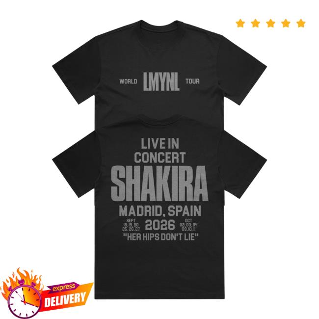 Shakira Store Merch Lmynl Shak In Concert Blk T 26 5 Shakira Store Merch Lmynl Shak In Concert Blk T 26