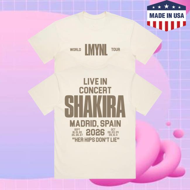 Shakira Store Merch Lmynl Shak In Concert Ecru T 26 5 Shakira Store Merch Lmynl Shak In Concert Ecru T 26