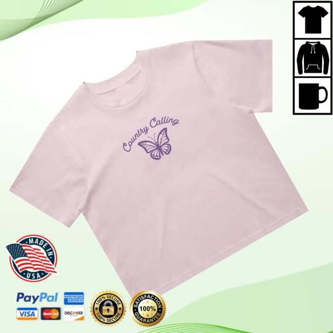 Country Calling Festival Store Merch Women's Butterfly Crop Tee 4 Country Calling Festival Store Merch Women's Butterfly Crop Tee