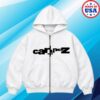 Ken Carson Merch Store Cartunez White Zip-Up Black Logo