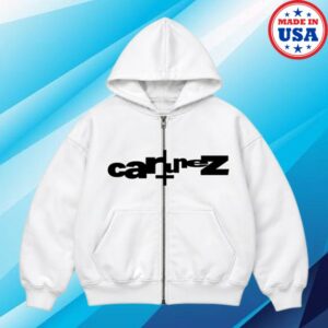 Ken Carson Merch Store Cartunez White Zip-Up Black Logo