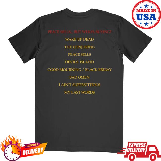 Megadeth Store Merch Peace Sells Tracklist T-Shirt 4 Megadeth Store Merch Peace Sells Tracklist T-Shirt